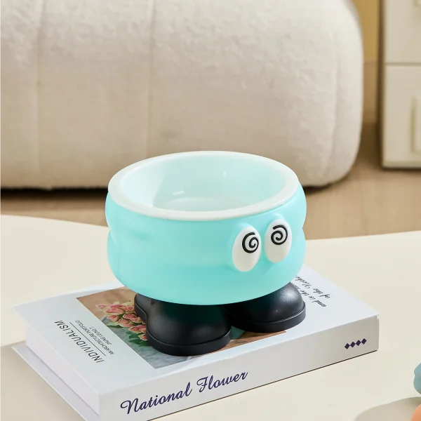 Elevated Pet Dog Cat Bowls Cute Cartoon Eye Big Foot Design Stainless Steel Food Water Bowls for Puppy Kittens Small Pets
