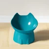 1pc WhiskerWare Elevated Cat Bowl, Anti-Tip Plastic Raised Pet Feeding Dish with Tilted Edge, Neck Protection Kitty Food