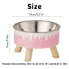 Elevated High Leg Pet Bowl Cartoon Ice Cream Design Stainless Steel Cat Dog Feeding Bowl Neck Support Anti Spill Pet Dish