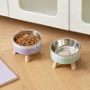 Elevated High Leg Pet Bowl Cartoon Ice Cream Design Stainless Steel Cat Dog Feeding Bowl Neck Support Anti Spill Pet Dish