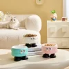 Elevated Pet Dog Cat Bowls Cute Cartoon Eye Big Foot Design Stainless Steel Food Water Bowls for Puppy Kittens Small Pets