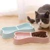 Pet Bowl Bone-Shaped Pet Bowls 2 in 1 Food & Water Dish with Non-Slip Base Cat Feeding Set for Small Spaces Pet Feeding