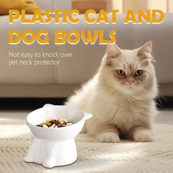 Cat Bowl Pet Accessories Ceramic Diagonal High Feet Cute Protection Cervical Spine Dog Bowl Drink Water Bowl Pet Supplies