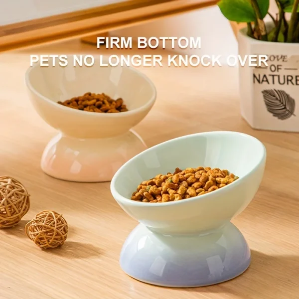 S9635ae8350944598b47bed14fe944ce8H.webp Ceramic Cat Bowl Pet Accessories Drink Water Bowl Diagonal High Feet Cute Protection Cervical Spine Cat Bowl Pet Supplies
