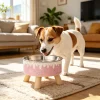 Elevated High Leg Pet Bowl Cartoon Ice Cream Design Stainless Steel Cat Dog Feeding Bowl Neck Support Anti Spill Pet Dish