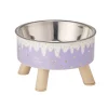 Elevated High Leg Pet Bowl Cartoon Ice Cream Design Stainless Steel Cat Dog Feeding Bowl Neck Support Anti Spill Pet Dish