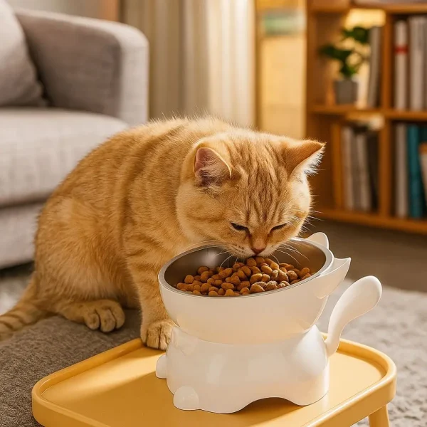 Cute Large Diameter Elevated Cat Bowl Anti-spill Anti-leakage High Foot Bowl Anti-choke Anti-knock Water Bowl Outdoor Use
