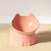 1pc WhiskerWare Elevated Cat Bowl, Anti-Tip Plastic Raised Pet Feeding Dish with Tilted Edge, Neck Protection Kitty Food