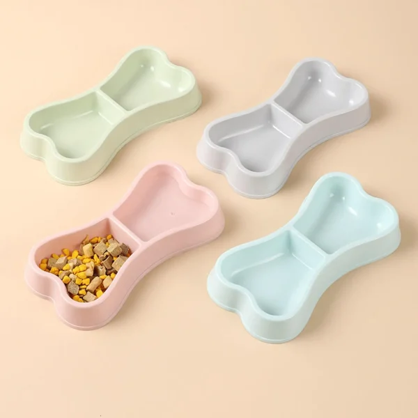 Pet Bowl Bone-Shaped Pet Bowls 2 in 1 Food & Water Dish with Non-Slip Base Cat Feeding Set for Small Spaces Pet Feeding